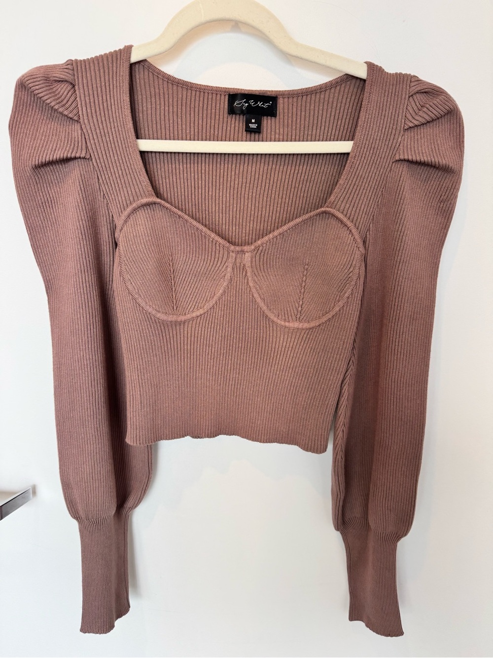 Ribbed Sweetheart Crop Top in Mauve/ Dusty Rose - Women medium